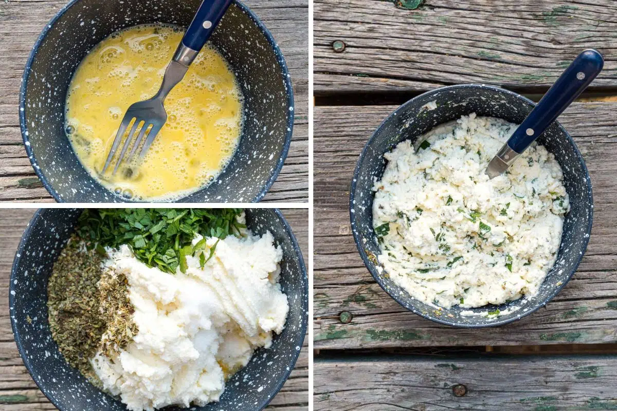 Steps to make the ricotta filling.