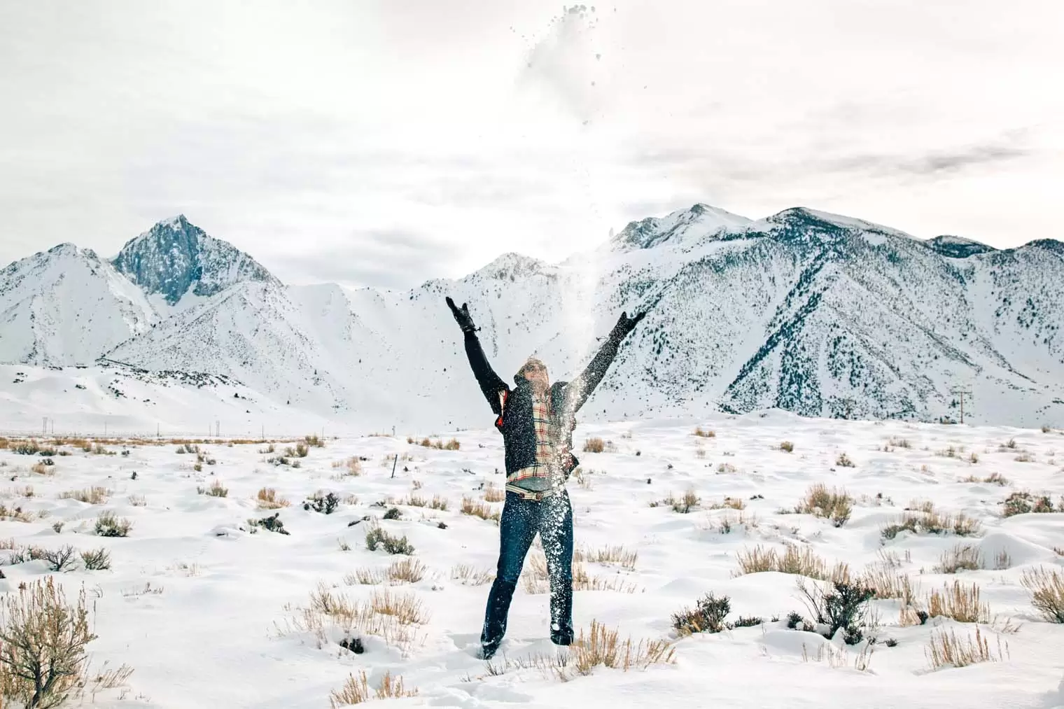 Michael throwing snow in the air