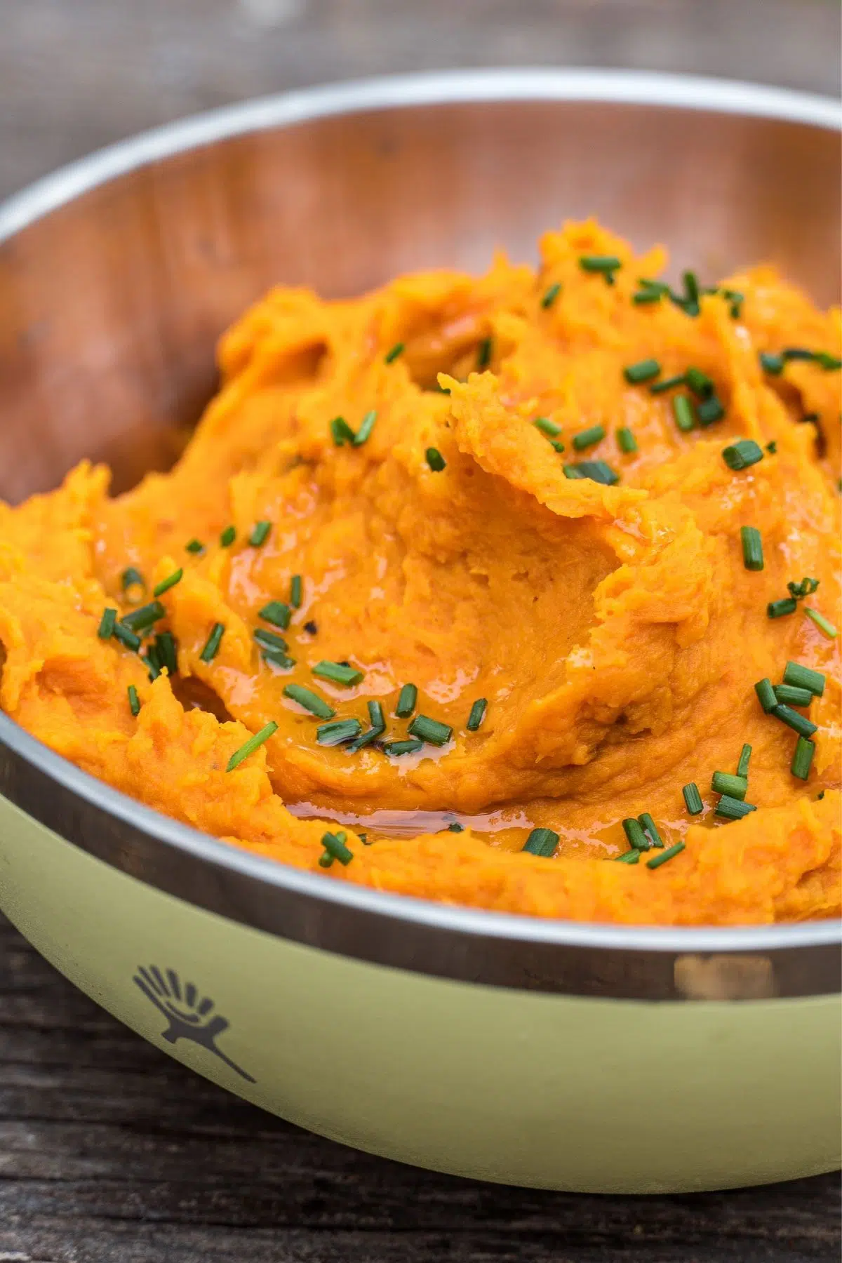 Mashed sweet potatoes in a bowl