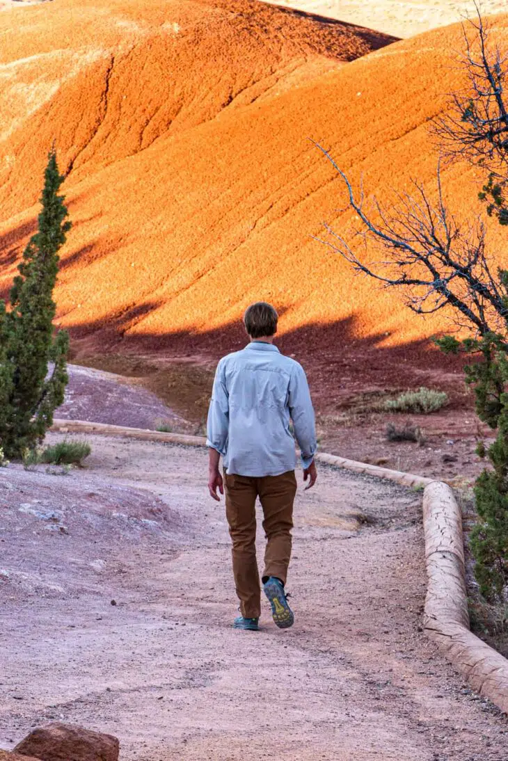 Michael walking next to red hills