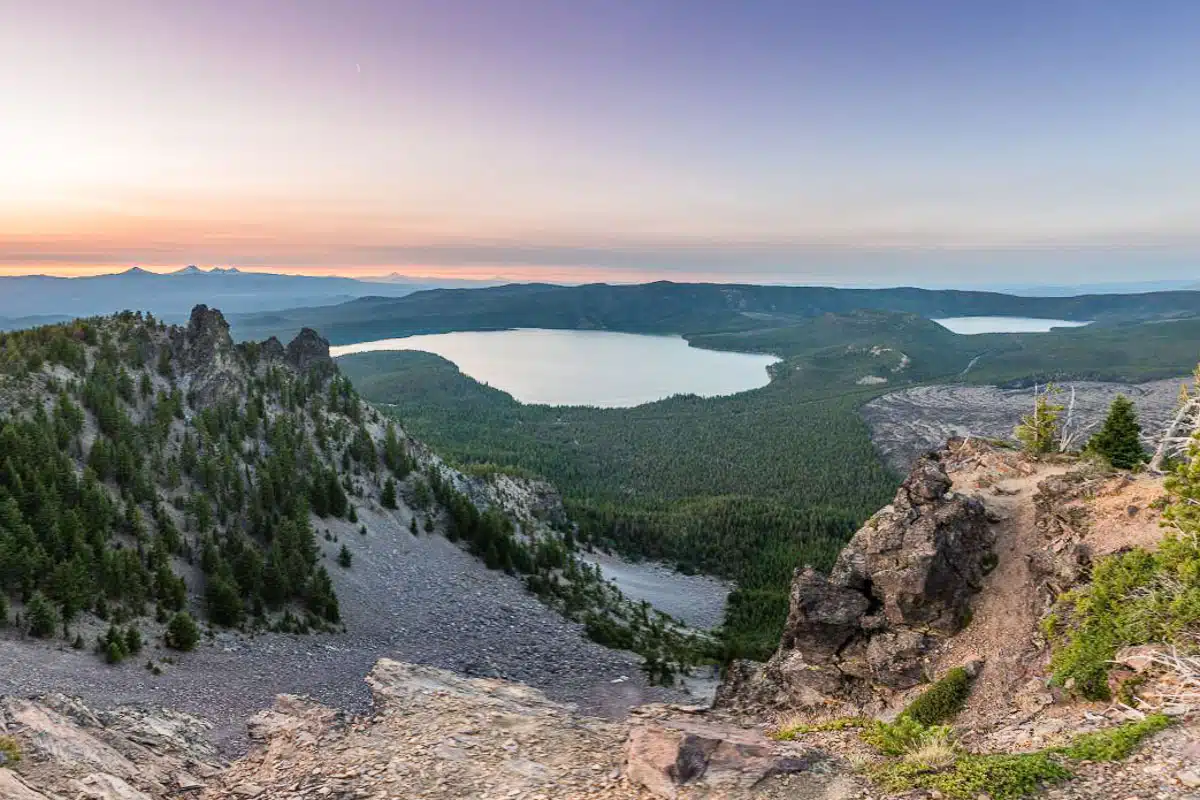 Paulina Lake seen from the summit of Paulina Peak