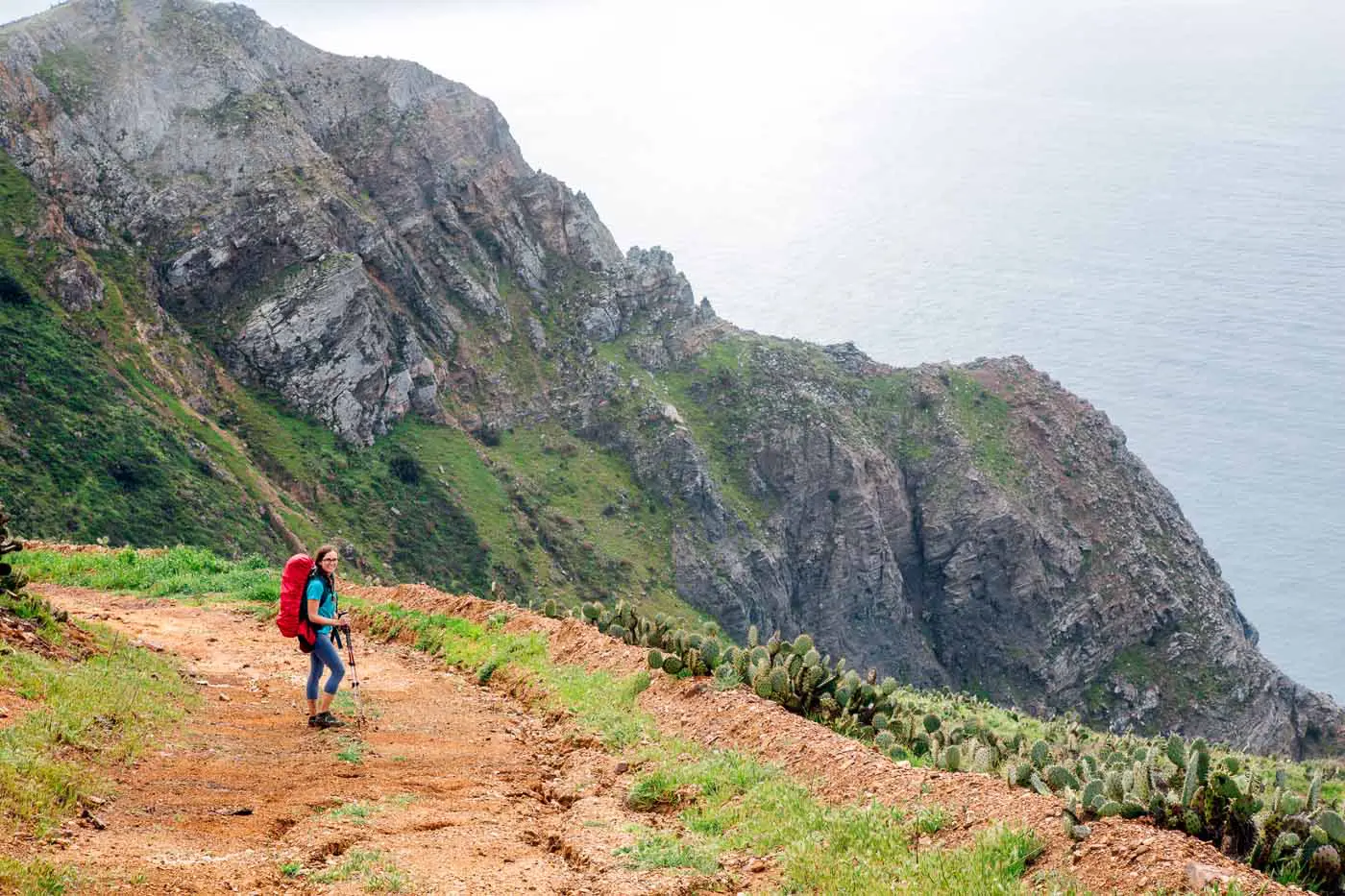 Woman hiking the Trans Catalina Trail