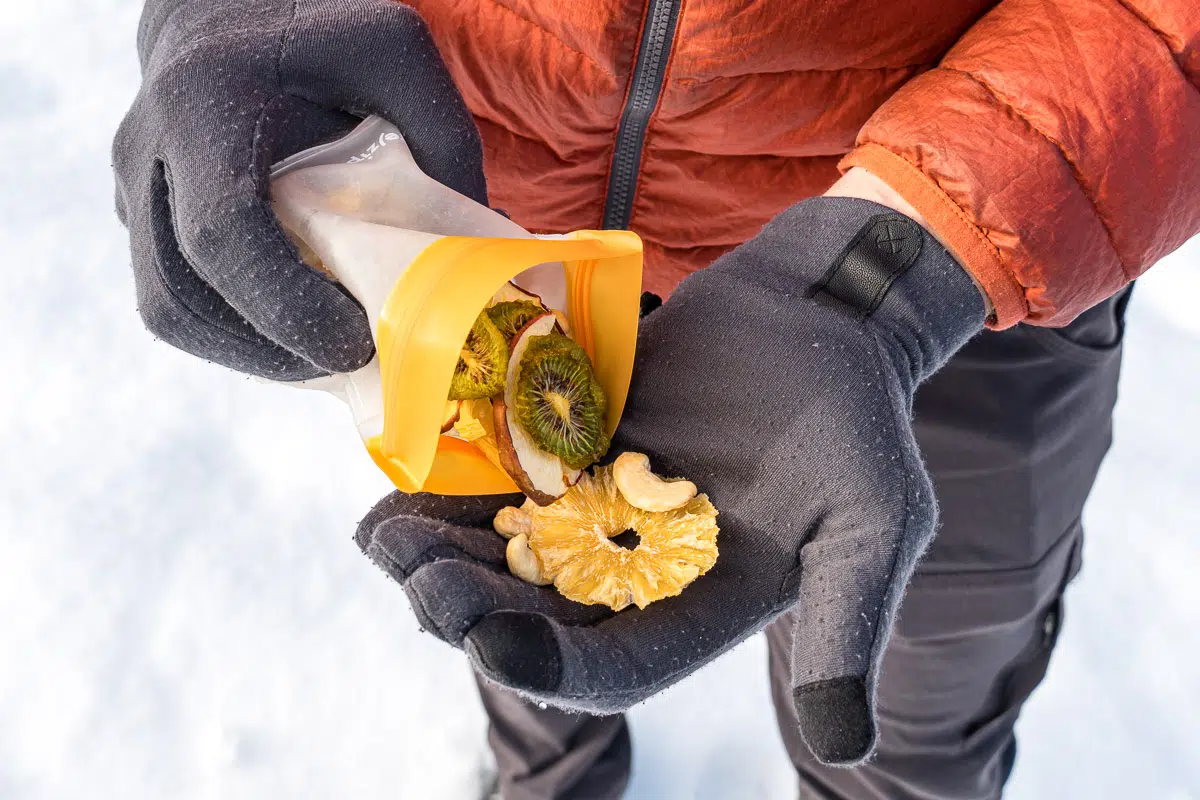 Dried fruit in a reusable bag